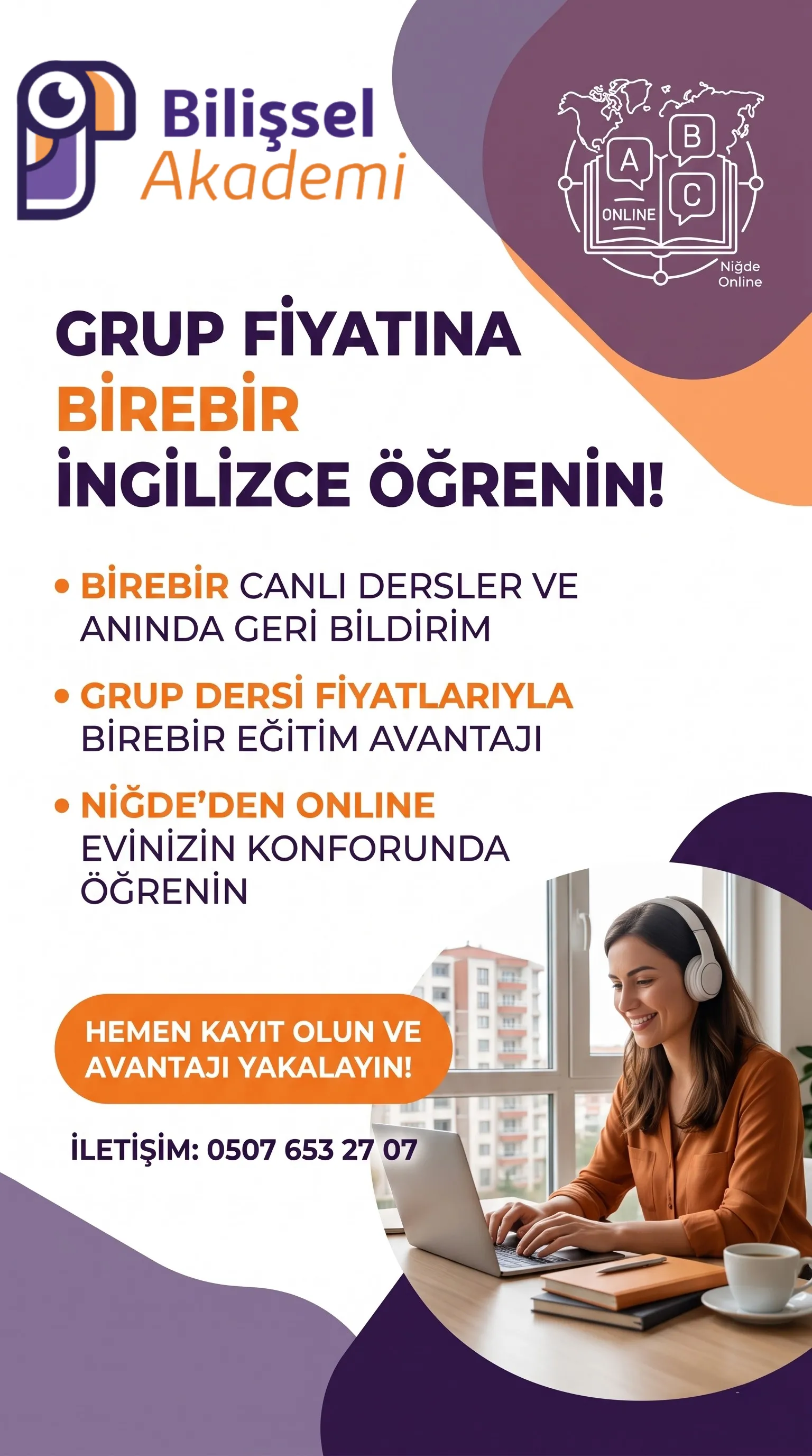 Niğde İngilizce Kursu Online | Grup Fiyatına Birebir Canlı Ders